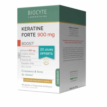BIOCYTE Keratine 900 mg Boost Gélules pack de 180