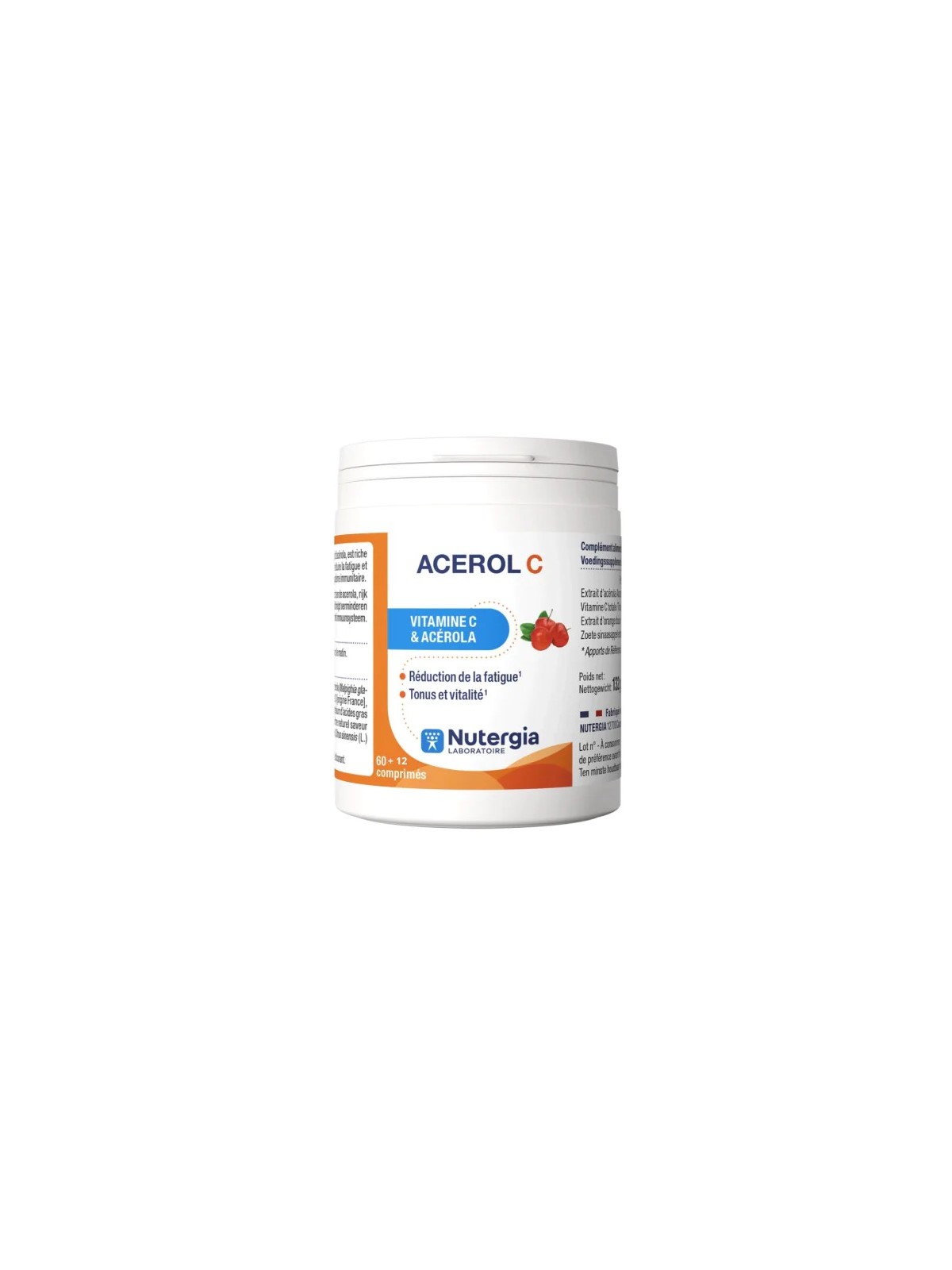 NUTERGIA Acerol C Vitamine C & Acérola Comprimés pot de 60 + 12