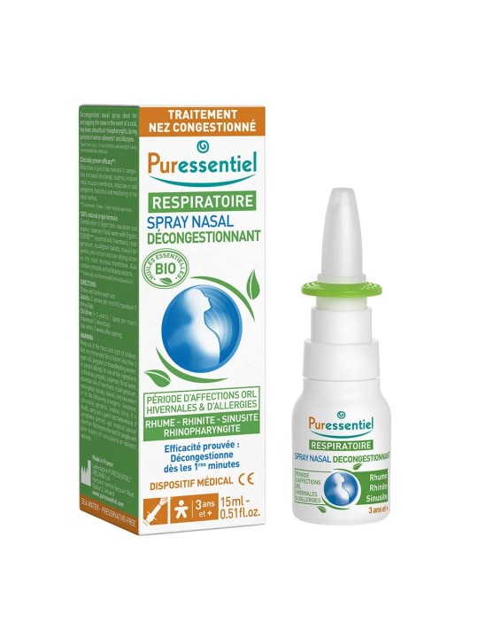 PURESSENTIEL Respiratoire Spray Nasal Décongestionnant 15 ml
