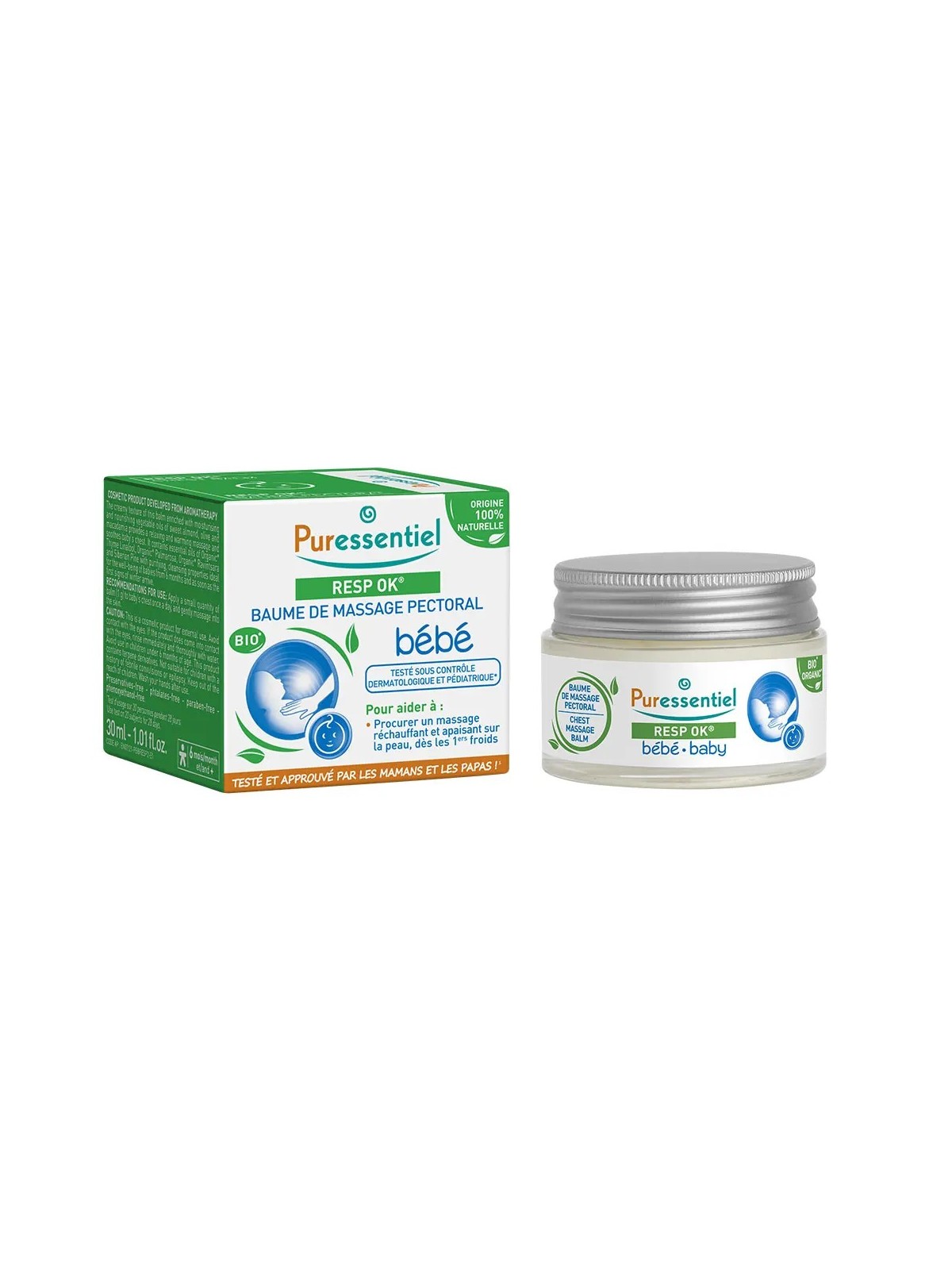 PURESSENTIEL Resp Ok® Baume de Massage Pectoral Bébé Bio 30 ml