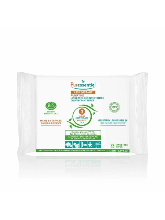 PURESSENTIEL Lingettes Désinfectantes Surfaces Bio x 32