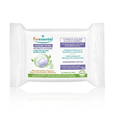 PURESSENTIEL Hygiène Intime Lingettes Bio x 25