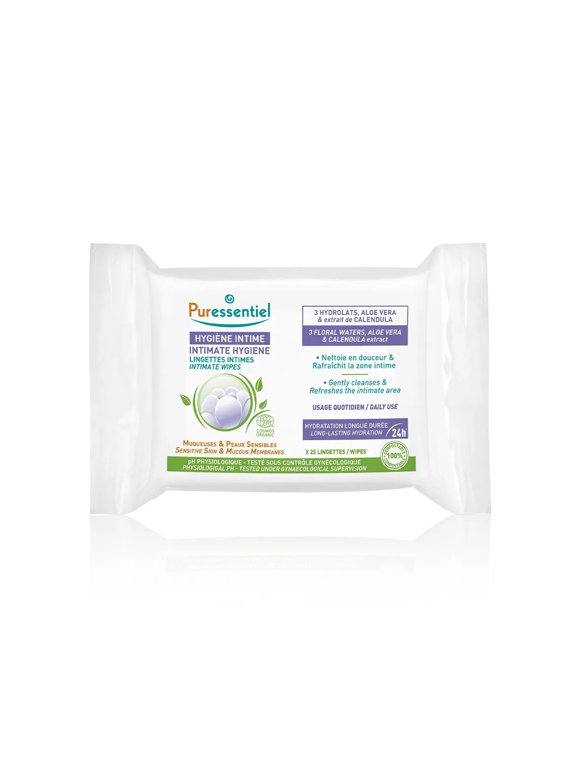 PURESSENTIEL Hygiène Intime Lingettes Bio x 25