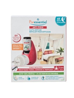 PURESSENTIEL Diffuseur Ultrasonique Prise Clip + Brume de Diffusion 30 ml