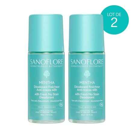 SANOFLORE Déodorant Mentha Bio Fraîcheur Et Anti-Traces 48h 2x50 ml