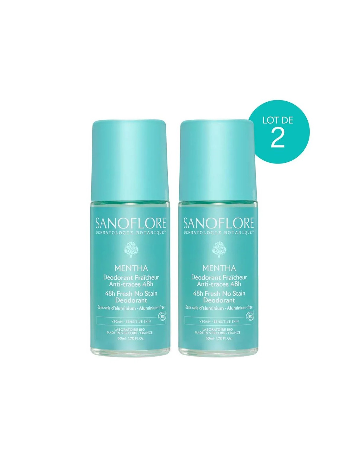 SANOFLORE Déodorant Mentha Bio Fraîcheur Et Anti-Traces 48h 2x50 ml