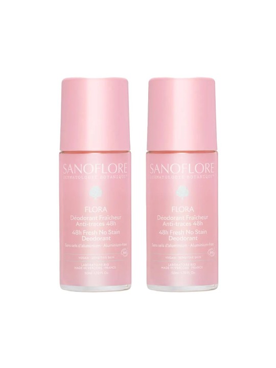 SANOFLORE Déodorant Flora Fraîcheur & Anti-Traces 48h 2x50 ml