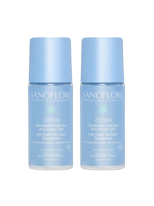 SANOFLORE  Déodorant Coton Fraîcheur & Anti-Traces 24h 2x50 ml