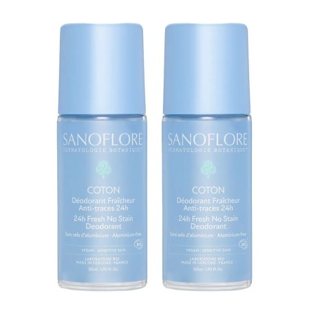 SANOFLORE  Déodorant Coton Fraîcheur & Anti-Traces 24h 2x50 ml