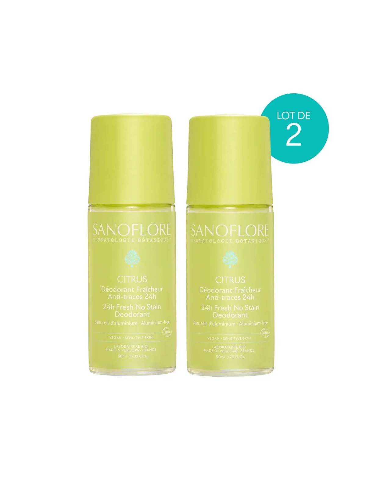 SANOFLORE Déodorant Roll-on Bio Citrus 24h 2x50 ml