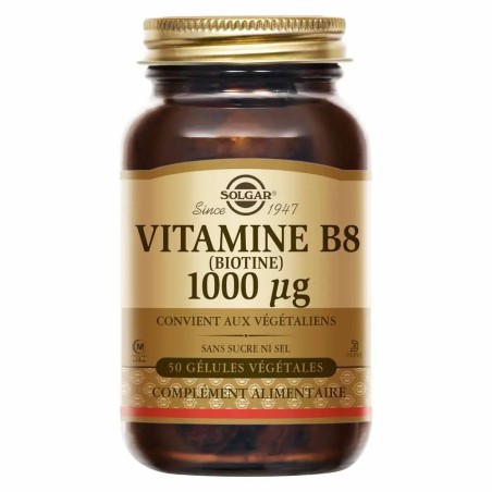 SOLGAR Vitamine B8 Biotine Beauté Gélules Végétales flacon de 50