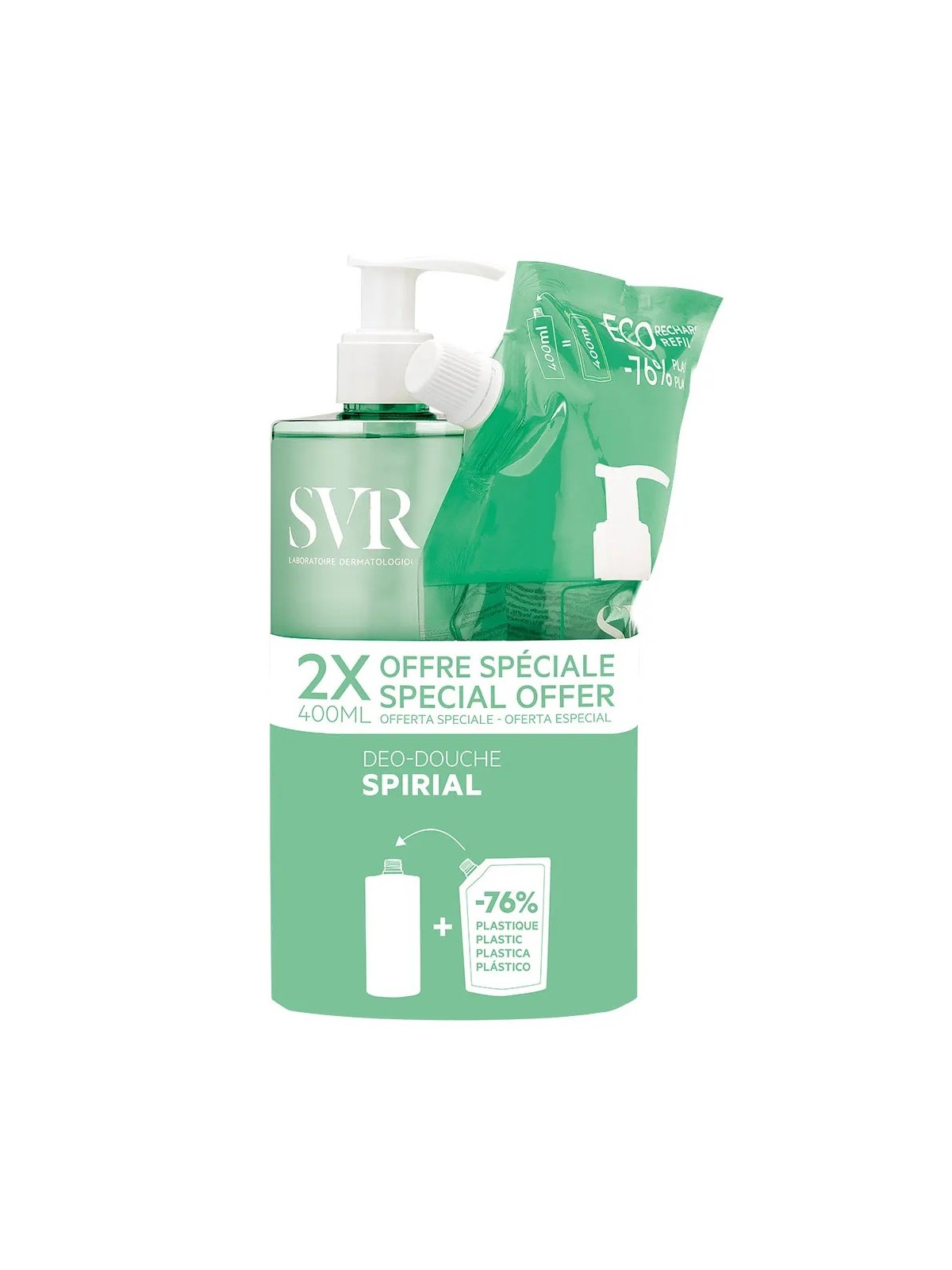 SVR Spirial Gel Douche Déodorant 400 ml + Recharge 400 ml