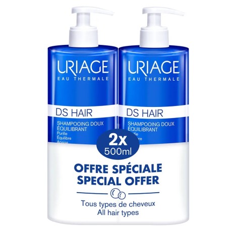 URIAGE D.S Shampooing Doux Equilibrant Hair 2x500 ml