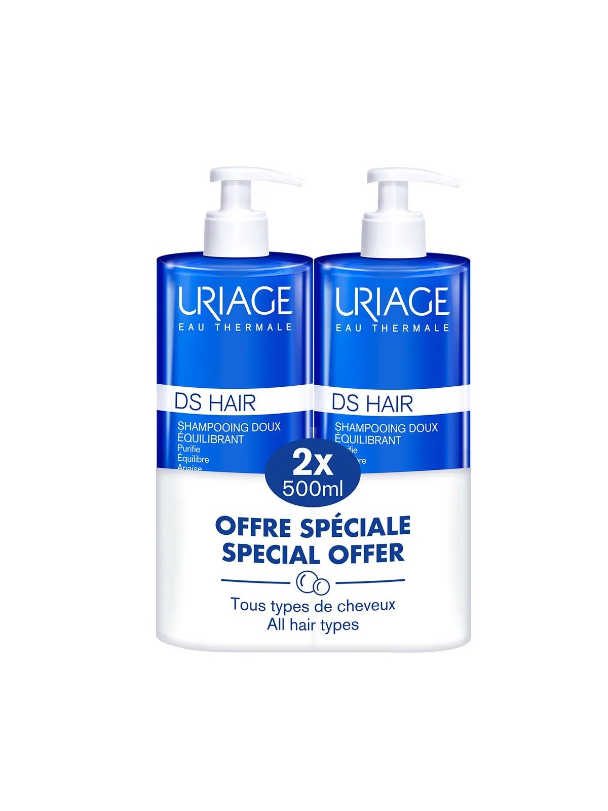URIAGE D.S Shampooing Doux Equilibrant Hair 2x500 ml
