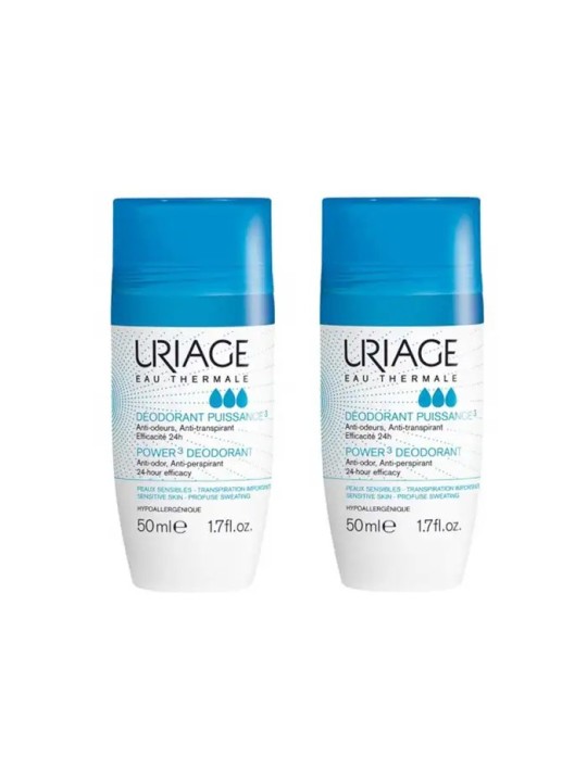 URIAGE Déodorant Puissance 3 Roll On Peaux Sensibles 2x50 ml