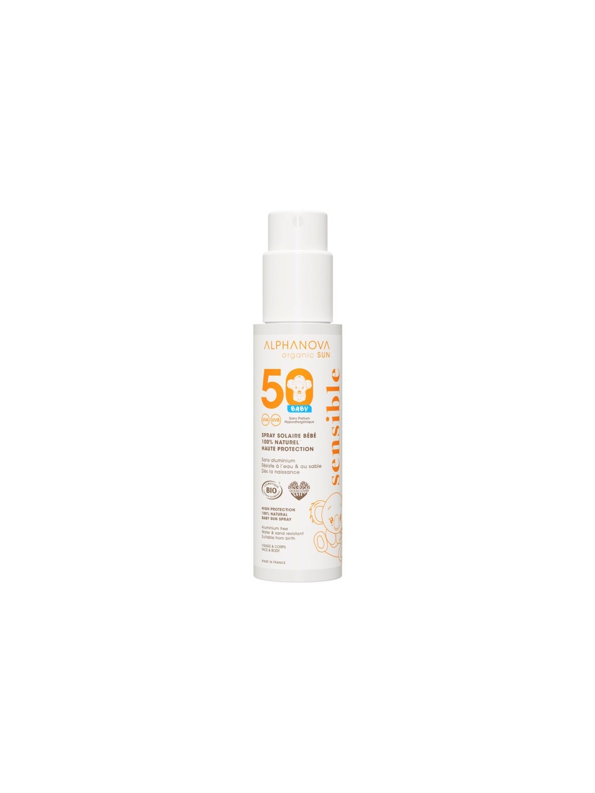 ALPHANOVA Organic Sun Spray Solaire bébé 100% Naturel SPF50 100G