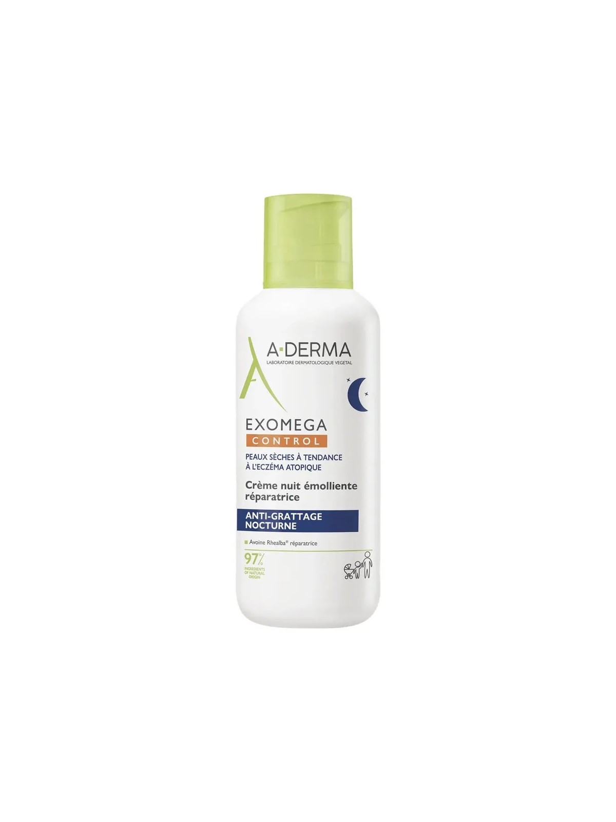 A-DERMA Exomega Control Crème Nuit Emolliente Réparatrice 400 ml