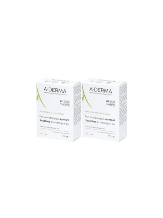 A-DERMA Pain Dermatologique Apaisant Visage et Corps 2x100 g