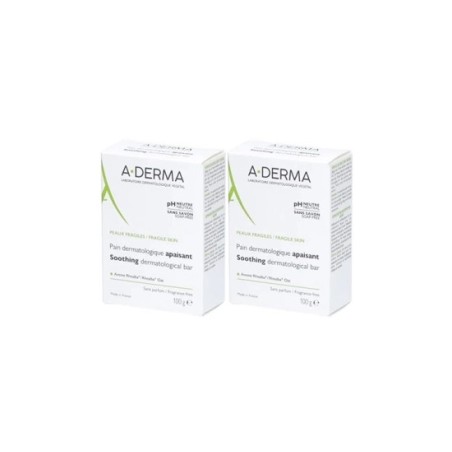A-DERMA Pain Dermatologique Apaisant Visage et Corps 2x100 g