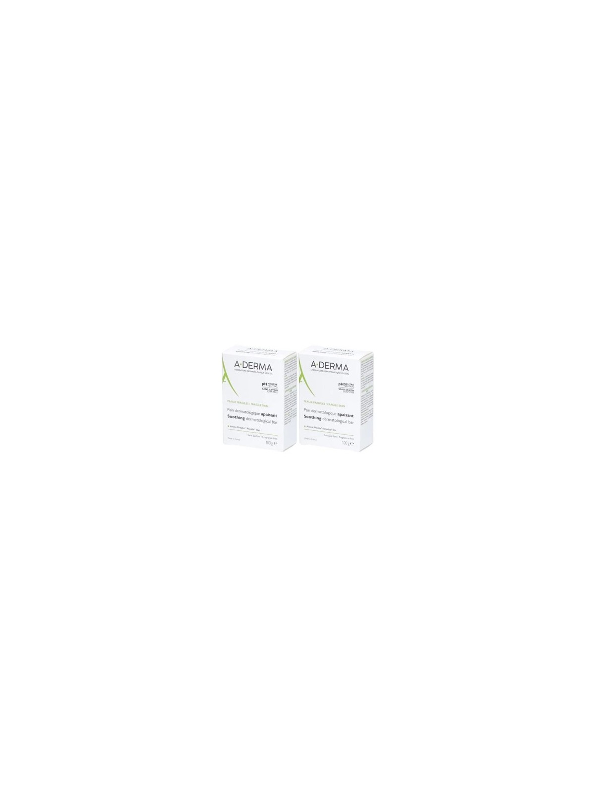 A-DERMA Pain Dermatologique Apaisant Visage et Corps 2x100 g
