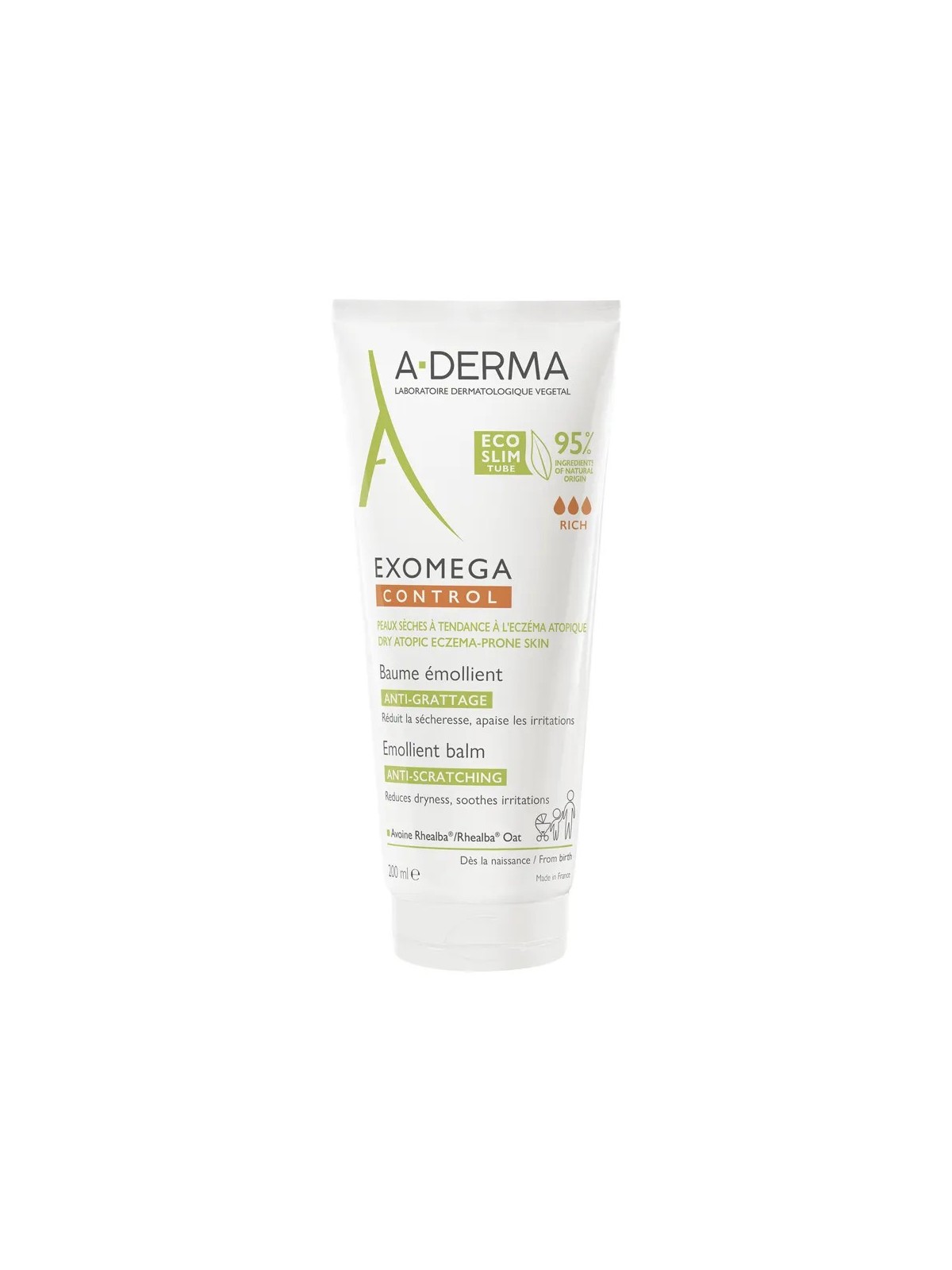 ADERMA Exomega Control Baume Emollient Anti-grattage Peaux sèches Atopiques 200 ml