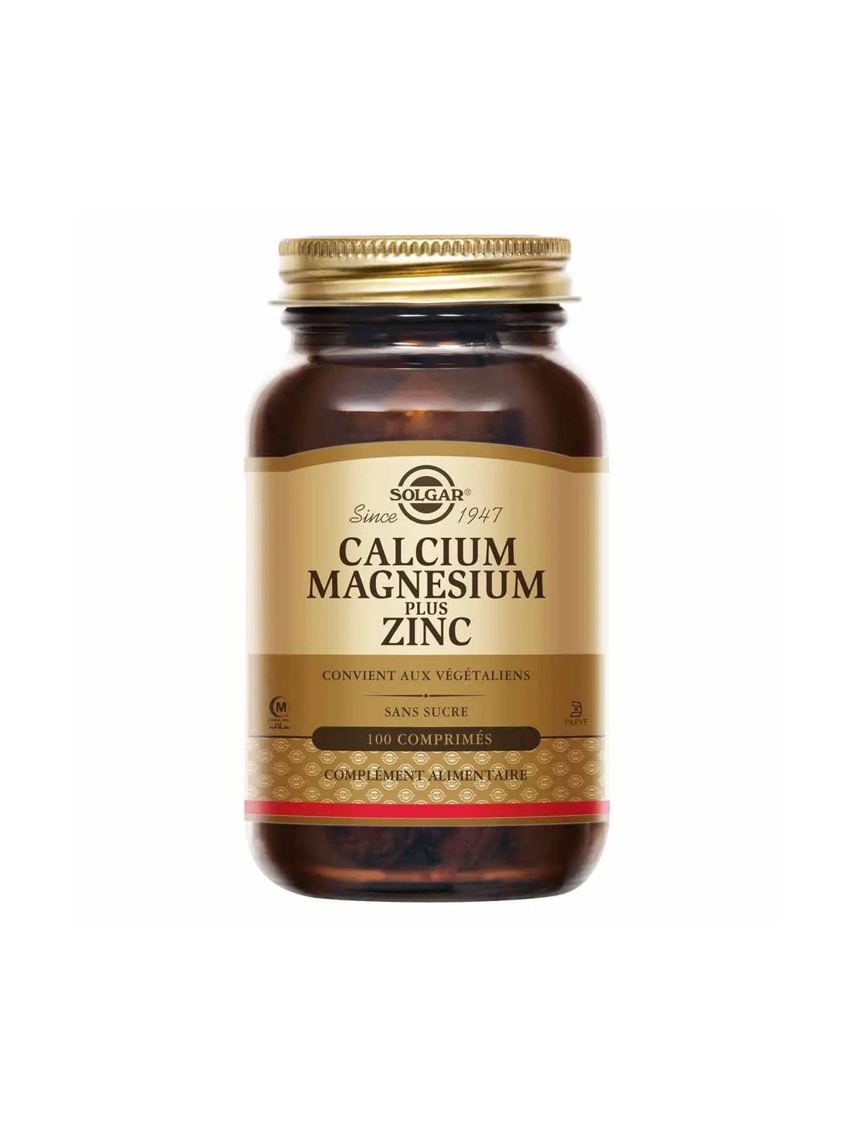 SOLGAR Calcium Magnésium Zinc Os et Cartilages Vitalité Comprimés flacon de 100